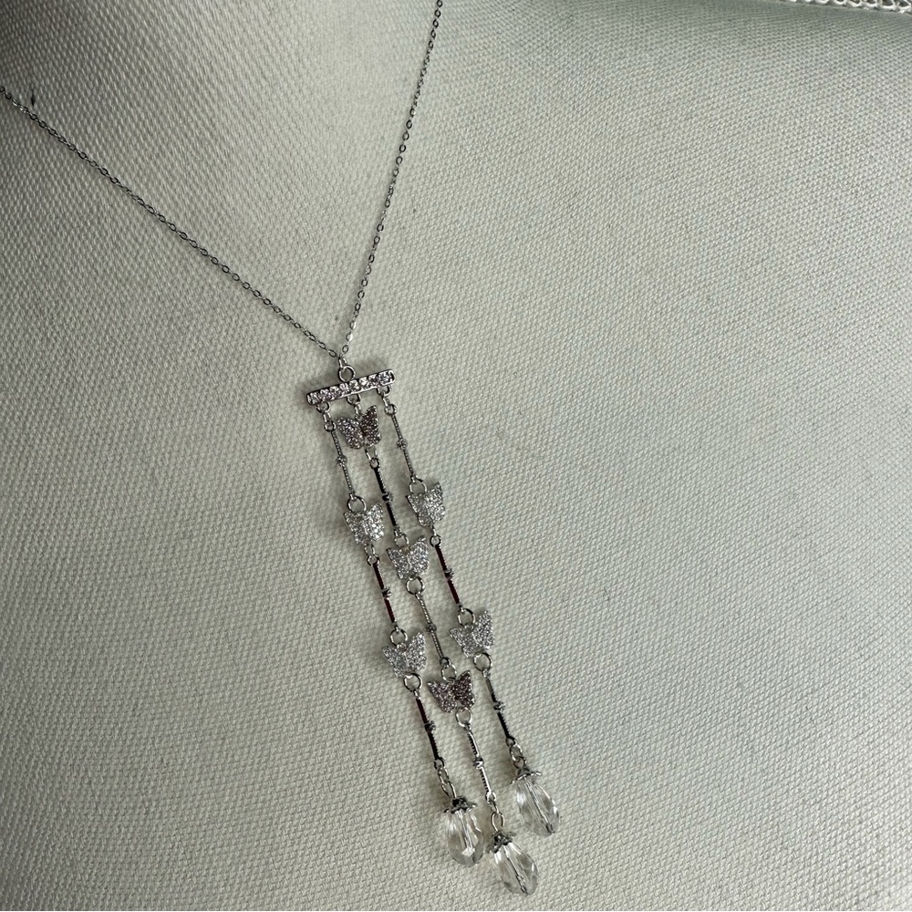 NEW 925 Sterling Silver Sparkling Pavé Butterfly ‘Mariposa’ Pendant Necklace - Picture 2 of 16